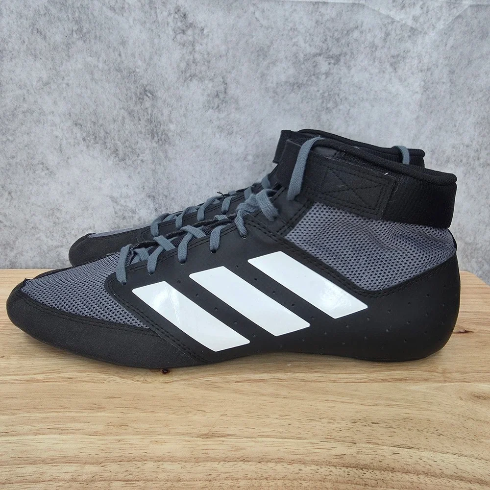 Adidas Mat Hog 2.0 Wrestling Shoes Mens 12 Black White Boxing Combat Sport MMA